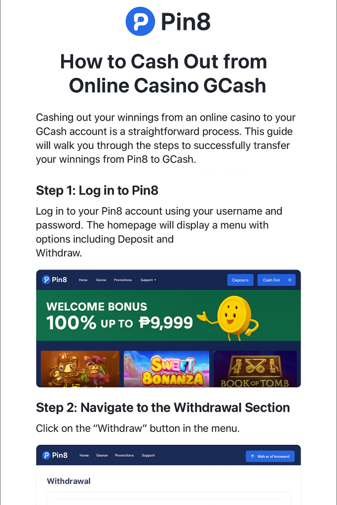 How to Cash Out Online Casino GCash on Pin8 – Complete 2025 Guide